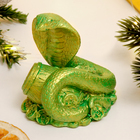 Фигура "Змея на деньгах с бочкой" зеленый с позолотой, 6х6х5см - Фото 4