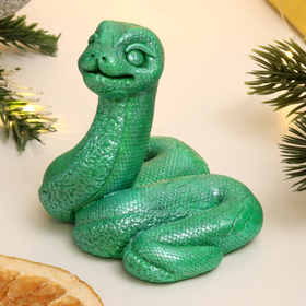 Фигура "Змейка Даша" зеленый металлик, 5х6х4см