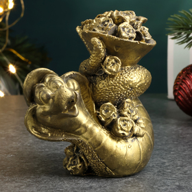 Фигура "Змея с цветами" старое золото, 7х7х5см