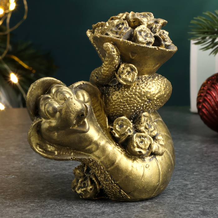 Фигура "Змея с цветами" старое золото, 7х7х5см - Фото 1