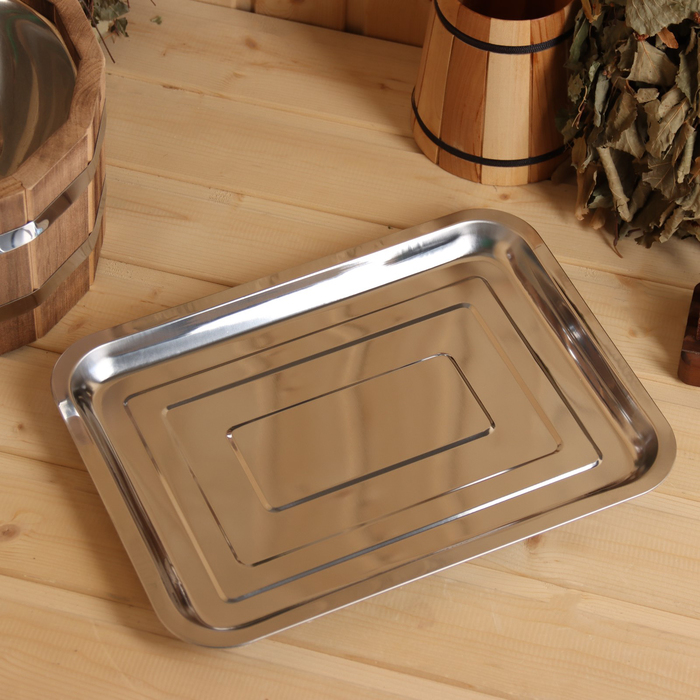 Поддон-испаритель для соляного брикета, нержавеющая сталь, 36х27см, 0,4мм - Фото 1