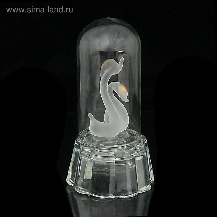 Сувенир стекло световой "Лебеди матовые в колбе" 7,7х3,8х3,8 см - Фото 1