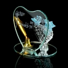 Сувенир стекло "Сердце с птичками" с подставкой для ручки, 8х6х7,5 см - Фото 3