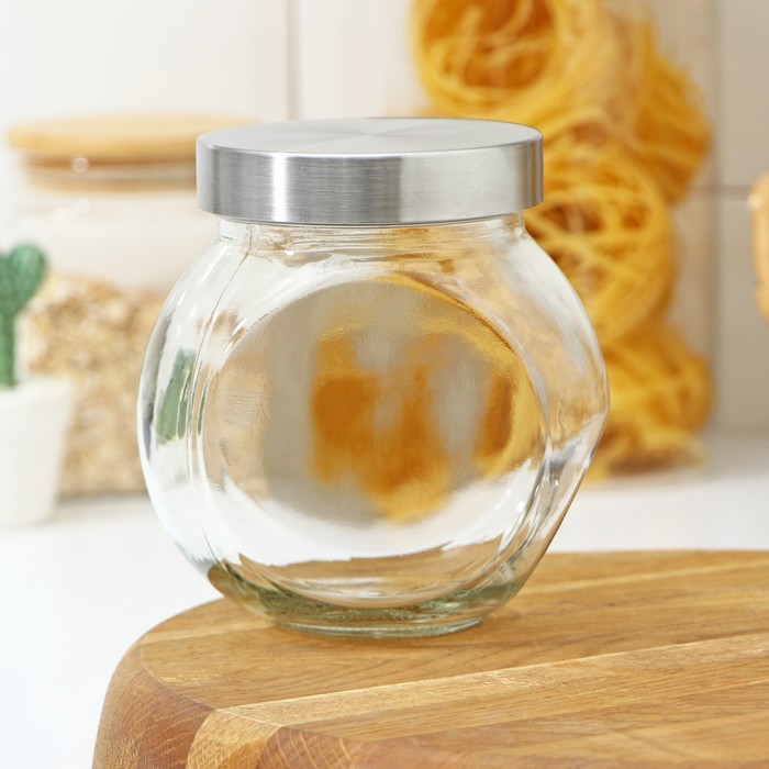 Банка стеклянная для сыпучих продуктов Доляна «Металлик», 700 мл, 12×13×8,5 см - Фото 1