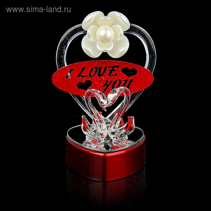 Сувенир стекло "Лебеди у сердца I love you" 12,5х8,2х6 см - Фото 1