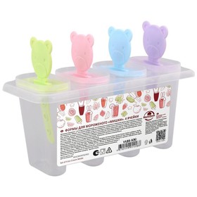 Формы для мороженого Мультидом «Мишки», 4 ячейки, пластик