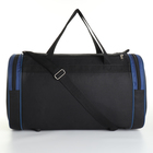 Сумка дорожная на молнии, 3 наружных кармана, длинный ремень, цвет чёрный/синий - фото 24557859