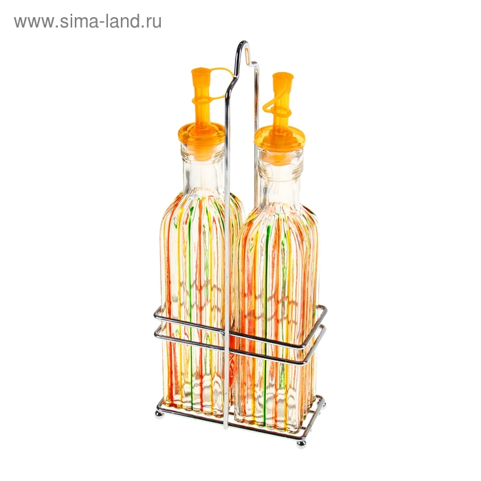 Набор бутылей для соуса и масла Доляна «Галерея», 300 мл, 2 предмета, на подставке - Фото 1