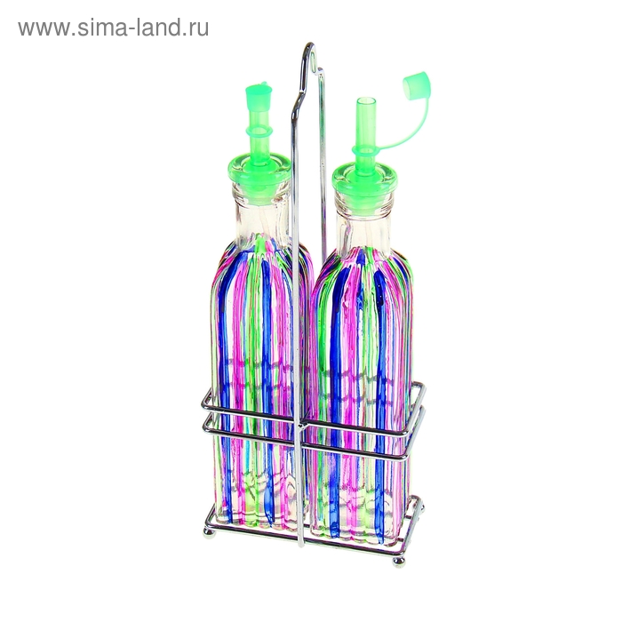 Набор бутылей для соуса и масла Доляна «Галерея», 300 мл, 2 предмета, на подставке - Фото 1