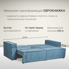 Диван - кровать прямой «Сатурн», с подлокотниками, спальное место 1550×2020 мм, велюр, цвет ева/13 синий - Фото 5