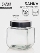 Банка для сыпучих Доляна «Призма», 500 мл, 9×10.5 см, с металлической крышкой, стекло, прозрачная - Фото 1
