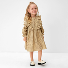 Платье для девочки MINAKU: Cotton collection, бежевое, рост 98 см - фото 25390618