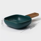 Блюдо для подачи Magistro, 15×15 см, с деревянной ручкой, фарфор, зелёное - Фото 3