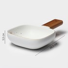 Блюдо для подачи с деревянной ручкой Magistro, 550 мл, 15×15 см, фарфор, белое - Фото 3