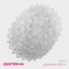 Салфетки сервировочные на стол Доляна «Цунами», d=38 см, 4 шт., серебряные - Фото 1