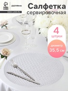 Салфетки сервировочные на стол Доляна «Сфера», d=35.5 см, 4 шт., серебряные - Фото 1