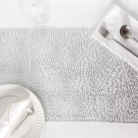 Дорожка на стол Доляна «Астры», 89×35 см, цвет серебро