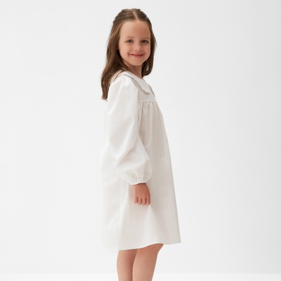 Платье для девочки MINAKU: Cotton collection с воротником, белое, рост 98 см