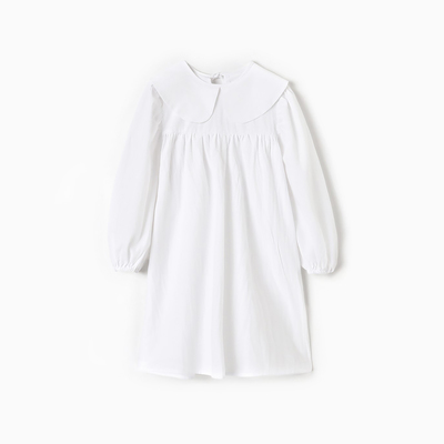 Платье для девочки MINAKU: Cotton collection с воротником, белое, рост 98 см