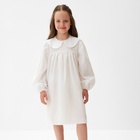 Платье для девочки MINAKU: Cotton collection с воротником, белое, рост 122 см - Фото 1