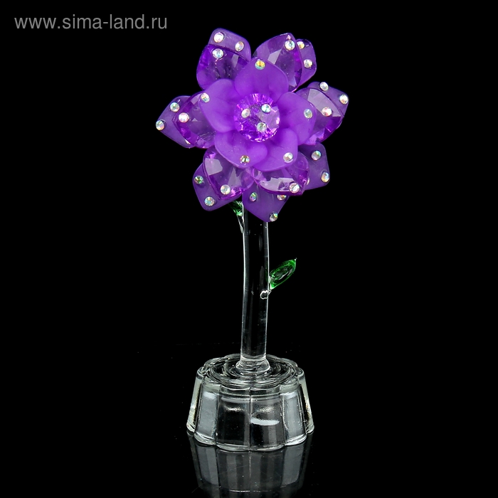 Сувенир стекло "Цветочек со стразами" со светом, МИКС, 12,5х6,5х4 см - Фото 1