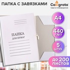 Набор папок для бумаги с завязками 5 штук, Calligrata, 440 г/м², до 200 листов, картон мелованный, белый - Фото 2