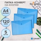 Набор папок-конверов на кнопке 5 шт. Calligrata, А4, 120мкм, синий - фото 321749249