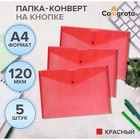 Набор папок-конверов на кнопке 5 шт. Calligrata, А4, 120мкм, красные - фото 24513039