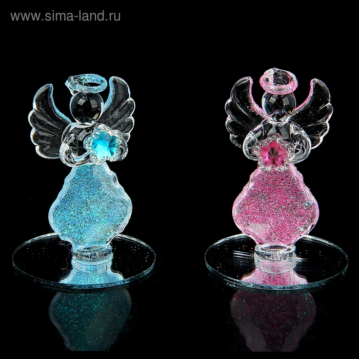 Сувенир стекло на зеркале "Ангелочек платье со стразой" 7,6х5,7х6 см МИКС - Фото 1