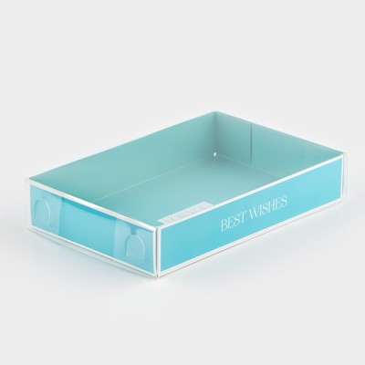 Кондитерская упаковка, коробка для макарун с пластиковой крышкой, Best wishes, 18 х 12 х 3.5 см