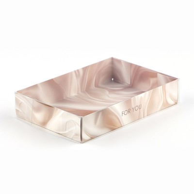 Кондитерская упаковка, коробка для макарун с PVC крышкой, For you, 18 х 12 х 3.5 см