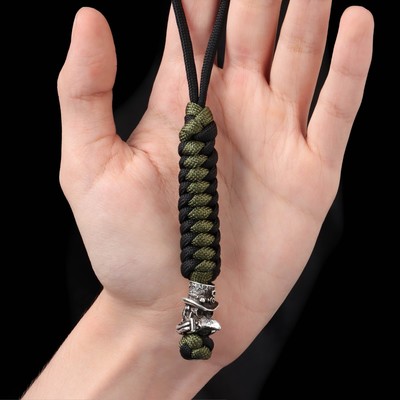 Брелок - темляк для ножа «Чумной доктор» из паракорда, 16 см, чёрно-зелёный