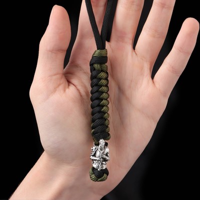 Брелок - темляк для ножа «Рыцарь» из паракорда, 15 см, чёрно-зелёный