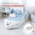 Кровать Romack Pasha «Мишка», с кармашком, с ящиком и матрасом, велюр, цвет белый - фото 110579406