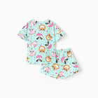 Пижама для девочки, цвет бирюзовый/пончики, рост 104 см - фото 24619477