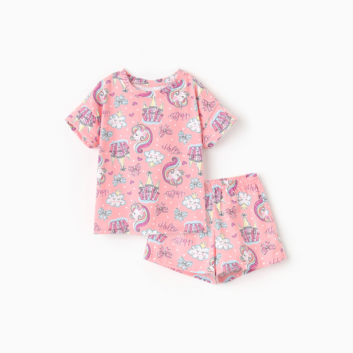 Пижама для девочки, цвет розовый/единороги, рост 104 см