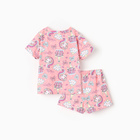 Пижама для девочки, цвет розовый/единороги, рост 128 см - фото 24619522