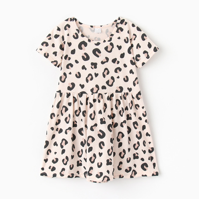 Платье для девочки, цвет бежевый/леопард, рост 98 см