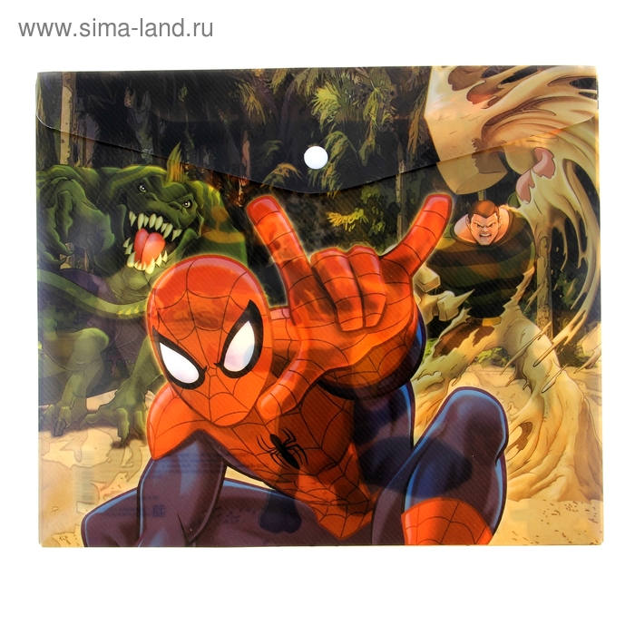Папка-конверт на кнопке А5, 180мкм, Marvel "Человек Паук" - Фото 1