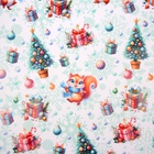 Бумага упаковочная новогодняя «Белочка», глянец, 1 лист, 80 г/м², 70×100 см - Фото 3