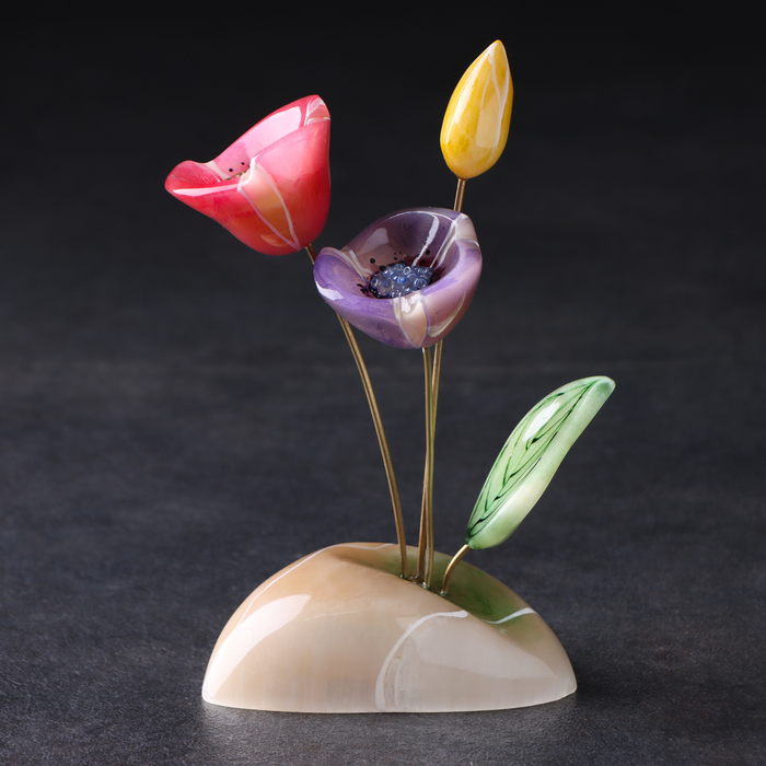 Сувенир "Букетик", 3 цветка, селенит - Фото 1