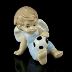 Сувенир керамика "Ангел в голубом комбезике с футбольным мячом" 7,5х4х6 см - Фото 1