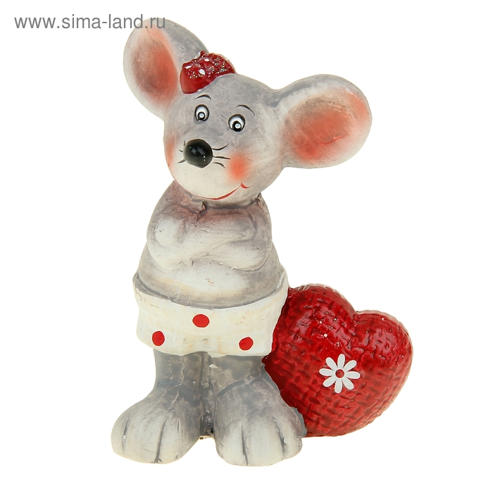 Сувенир керамика "Мышка с сердцем" МИКС 10,5х7х4 см - Фото 1
