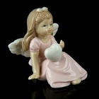 Сувенир керамика "Ангел в розовом платьице с сердечком" 7х7х6,5 см - Фото 1