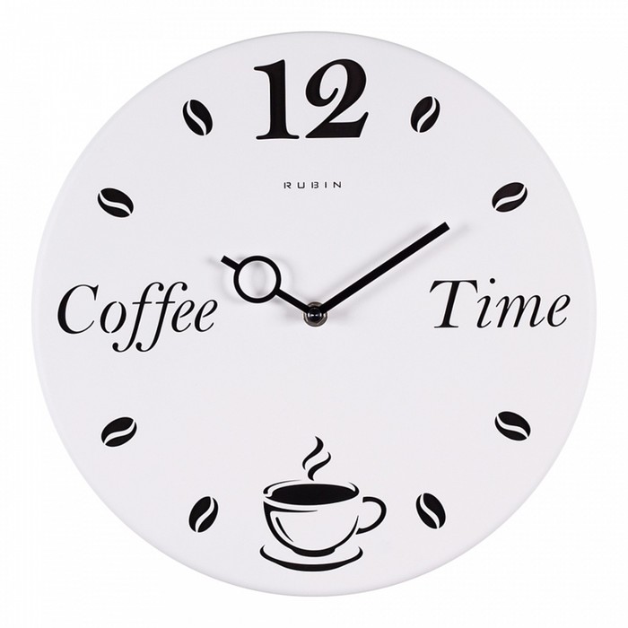 

Часы настенные интерьерные Coffee Time, бесшумные, d-32 см, чёрно-белые