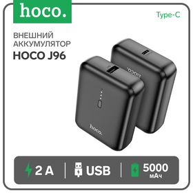 Внешний аккумулятор Hoco J96, 5000 мАч, 1 USB, 2 А, дисплей, чёрный