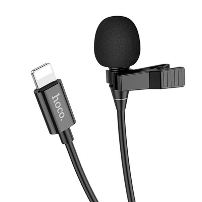 Петличный микрофон Hoco L14, Lightning, 2 м, чёрный