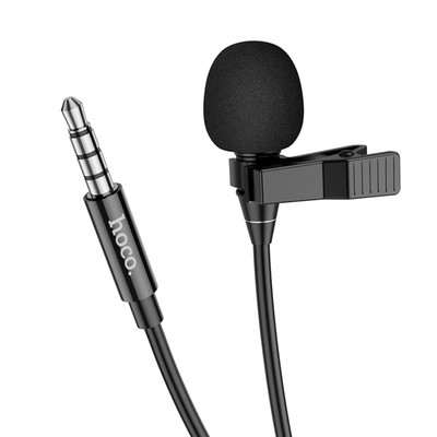 Петличный микрофон Hoco L14, разъем 3.5 мм, 2 м, чёрный