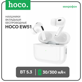 Наушники Hoco EW51, TWS, беспроводные, вакуумные, шумоподавление, BT 5.3, 30/300 мАч, белые 9881948