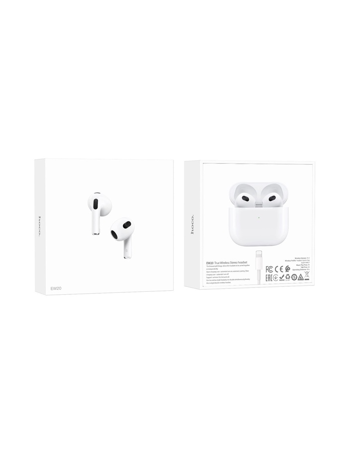 Наушники беспроводные Hoco EW20, TWS, вкладыши, Bluetooth 5.3, 30/300 мАч, белые - фото 51735315 Наушники беспроводные Hoco EW20, TWS, вкладыши, Bluetooth 5.3, 30/300 мАч, белые - фото 51735315